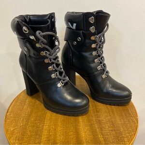 DKNY Black High-Heeled Combat Boots